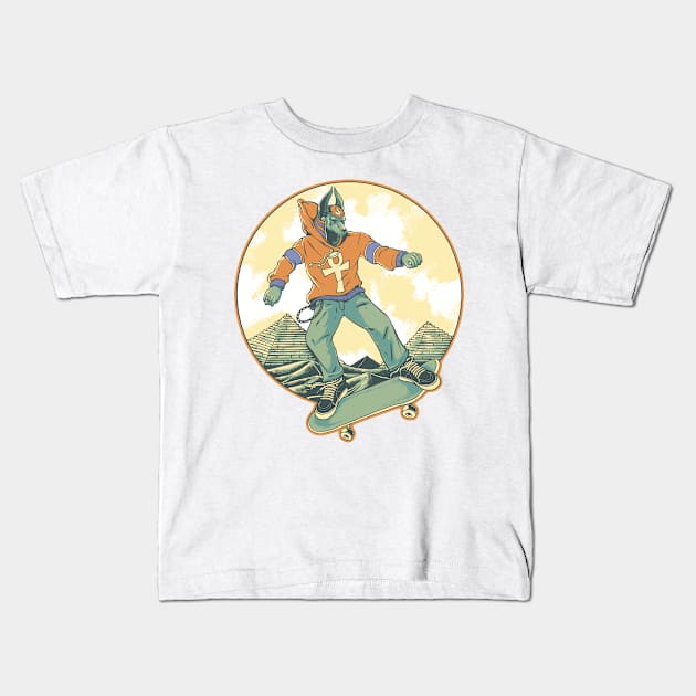 Anubis skate Kids T-Shirt by phsycartwork